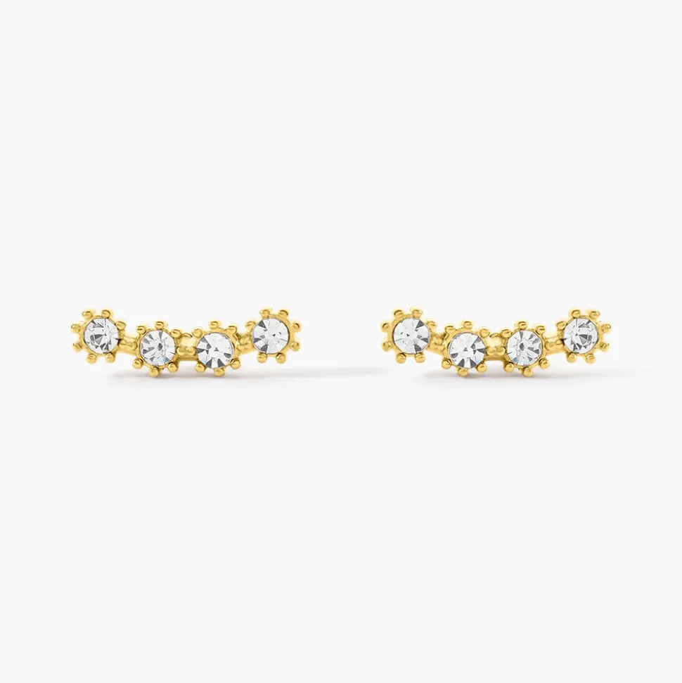 Boucles D'oreilles Puces Eva Acier Jaune Cristal