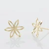 Boucles D'oreilles Puces Fadia Fleur Or Jaune