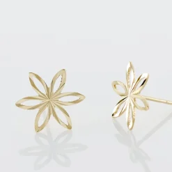 Boucles D'oreilles Puces Fadia Fleur Or Jaune