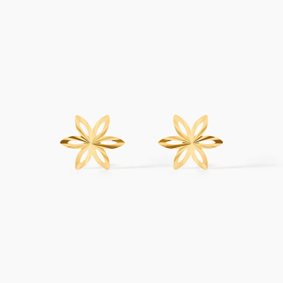 Boucles D'oreilles Puces Fadia Fleur Or Jaune