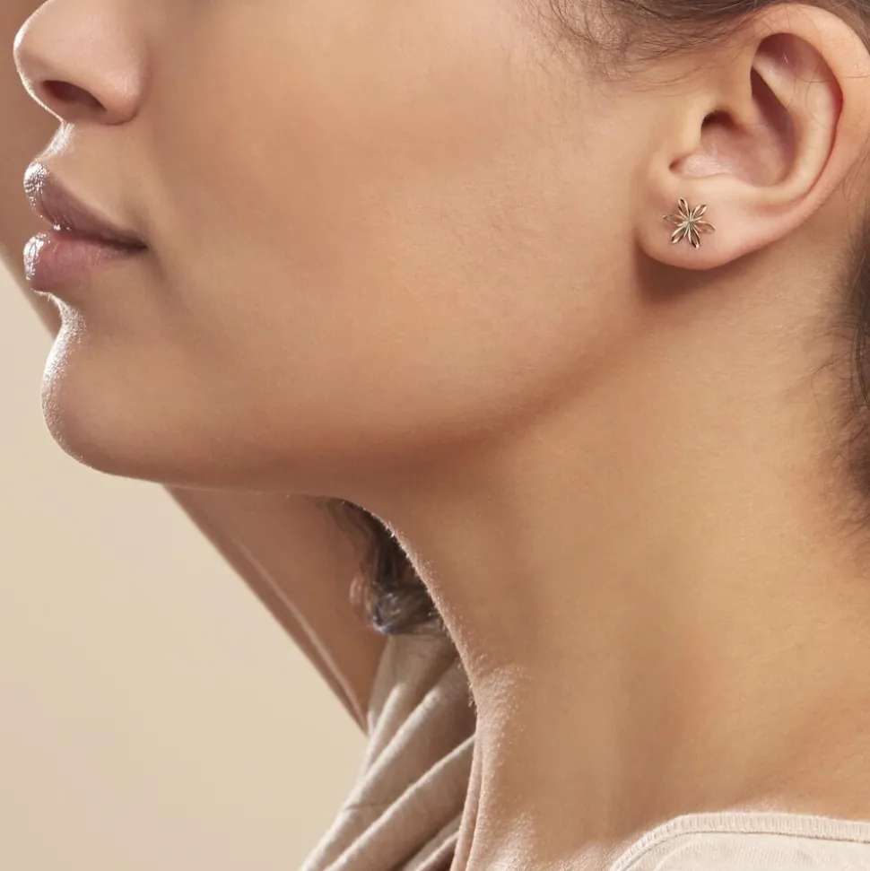 Boucles D'oreilles Puces Fadia Fleur Or Jaune
