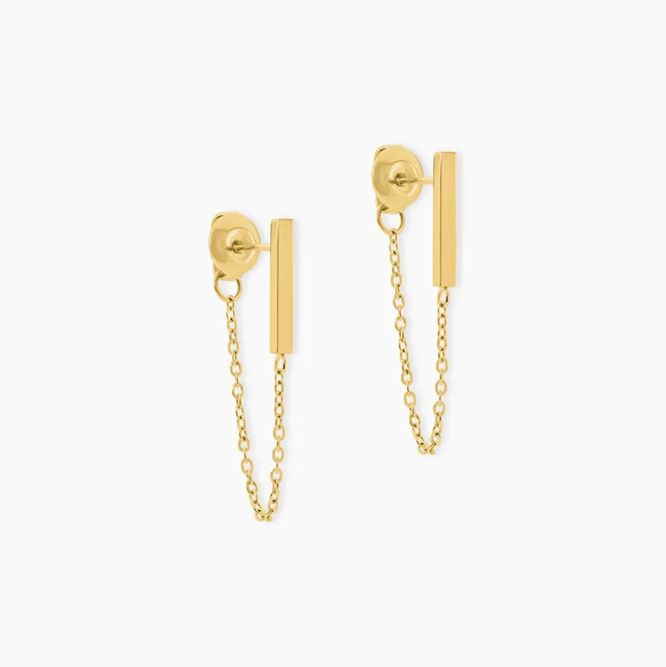 Boucles D'Oreilles Puces Fino Acier Jaune