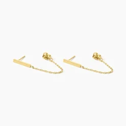 Boucles D'Oreilles Puces Fino Acier Jaune