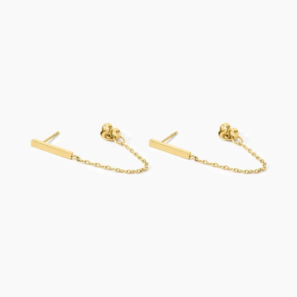 Boucles D'Oreilles Puces Fino Acier Jaune