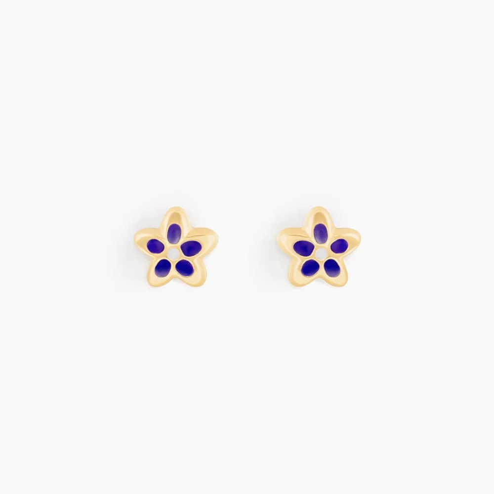 Boucles D'oreilles Puces Fleur Email Or Jaune|Marc Orian Hot