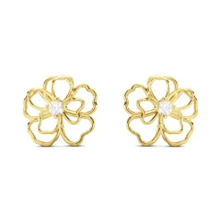 Boucles D'oreilles Puces Floraison Dorée Or Jaune Oxyde De Zirconium|Marc Orian Clearance