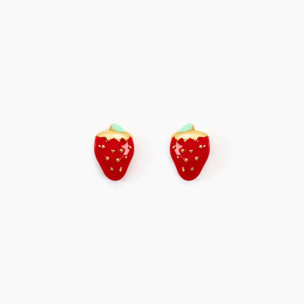 Boucles D'oreilles Puces Fraise Or Jaune|Marc Orian New