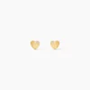 Boucles D'oreilles Puces Freddie Coeur Plein Or Jaune Oxyde De Zirconium