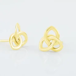 Boucles D'oreilles Puces Garnet Fleur Or Jaune