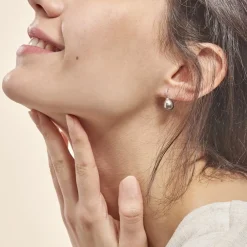 Boucles D'oreilles Puces Gatiene Or Blanc Perle De Culture Et Diamant|Marc Orian Best