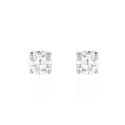 Boucles D'oreilles Puces 4 Griffes Or Blanc Diamant Synthetique|Marc Orian Best