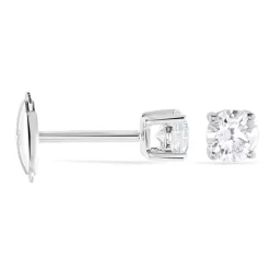 Boucles D'oreilles Puces 4 Griffes Or Blanc Diamant Synthetique|Marc Orian Best