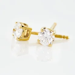 Boucles D'oreilles Puces 4 Griffes Or Jaune Diamant Synthetique|Marc Orian Discount
