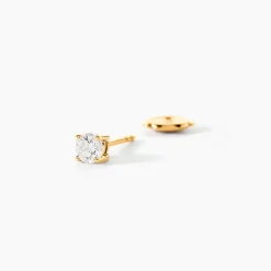 Boucles D'oreilles Puces 4 Griffes Or Jaune Diamant Synthetique|Marc Orian Discount