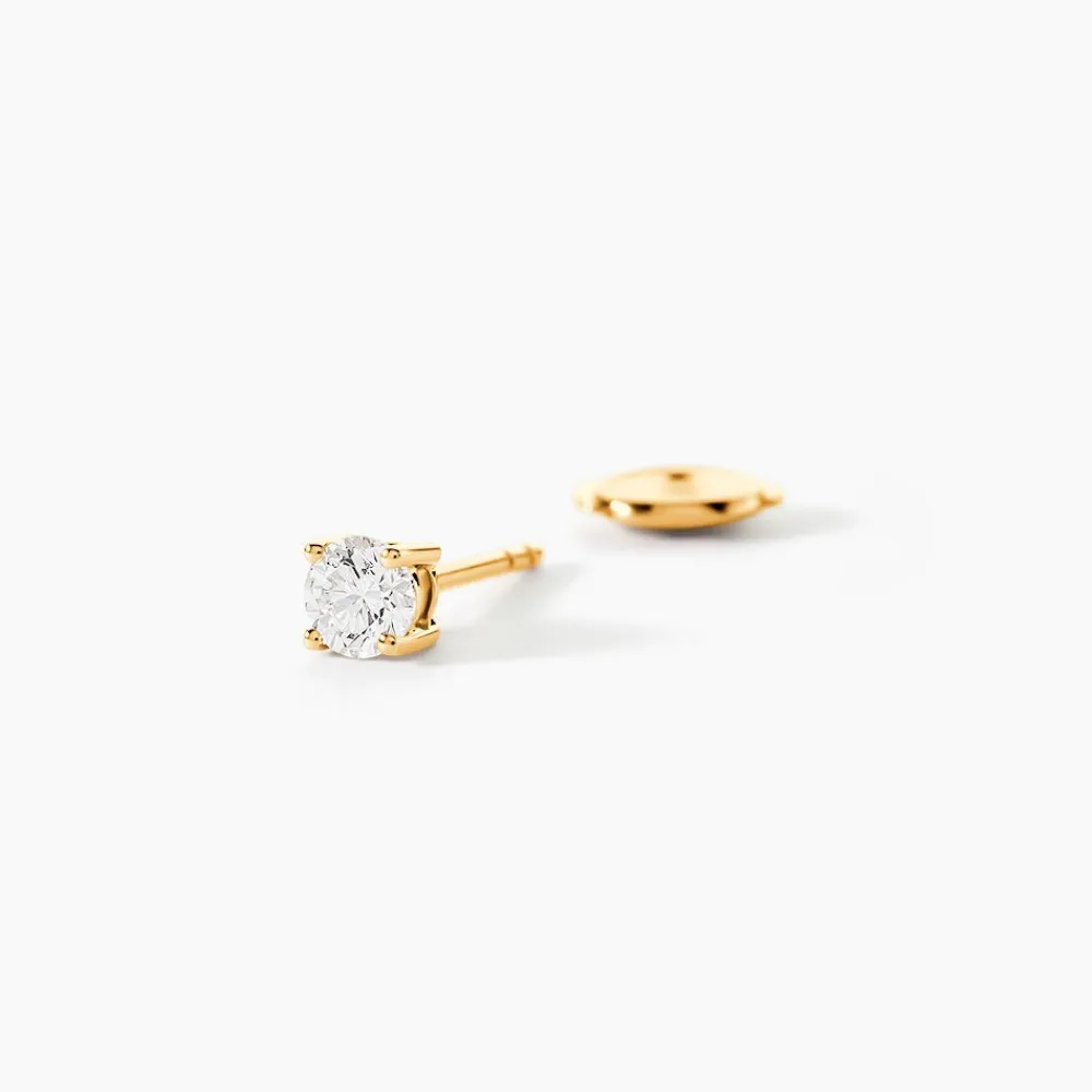 Boucles D'oreilles Puces 4 Griffes Or Jaune Diamant Synthetique|Marc Orian Discount