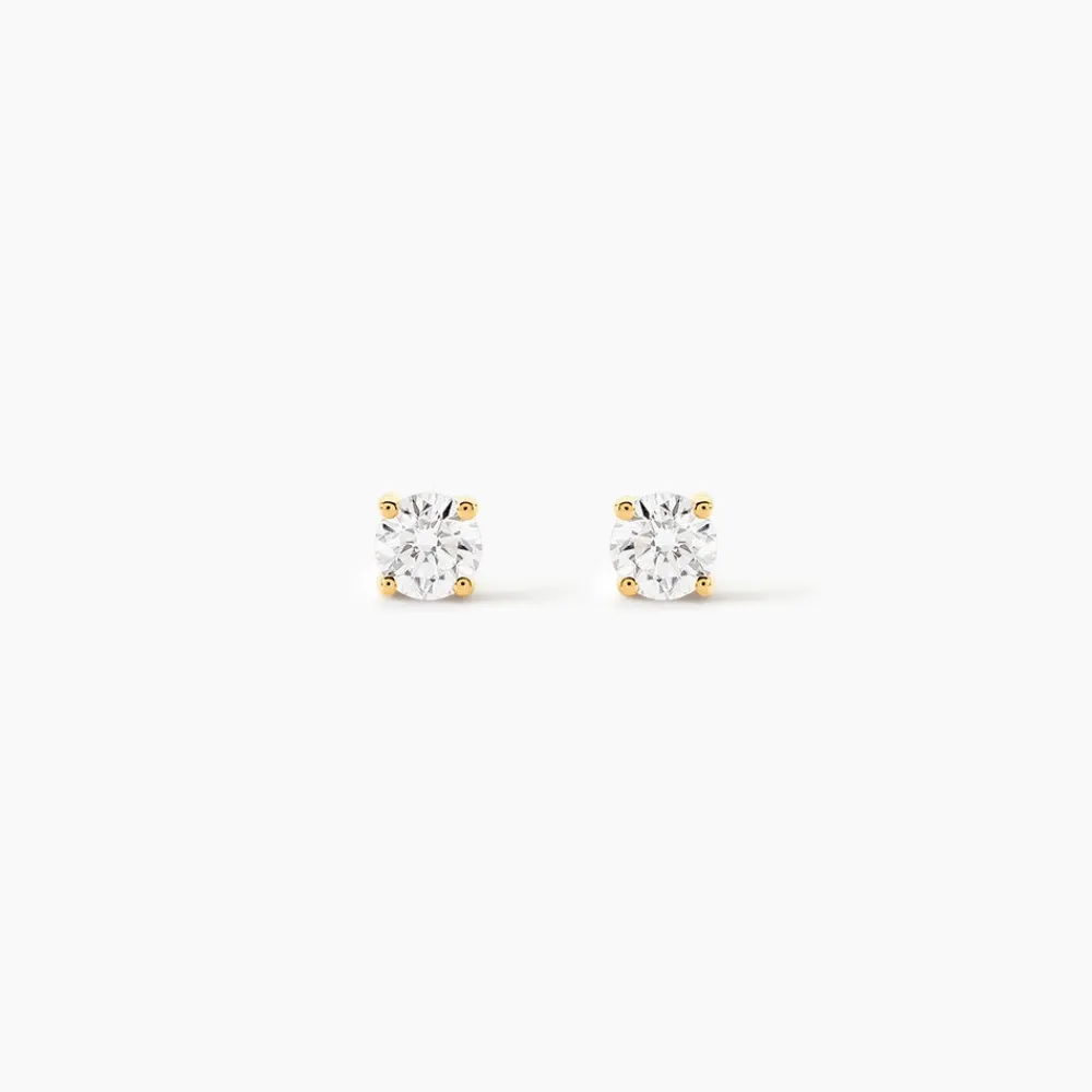 Boucles D'oreilles Puces 4 Griffes Or Jaune Diamant Synthetique|Marc Orian Discount