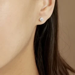 Boucles D'oreilles Puces 4 Griffes Or Blanc Diamant Synthetique|Marc Orian Sale