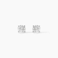 Boucles D'oreilles Puces 4 Griffes Or Blanc Diamant Synthetique|Marc Orian Sale