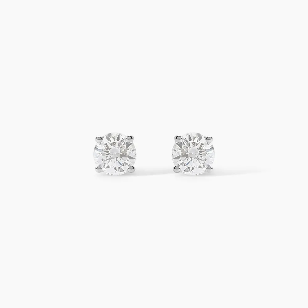 Boucles D'oreilles Puces 4 Griffes Or Blanc Diamant Synthetique|Marc Orian Sale