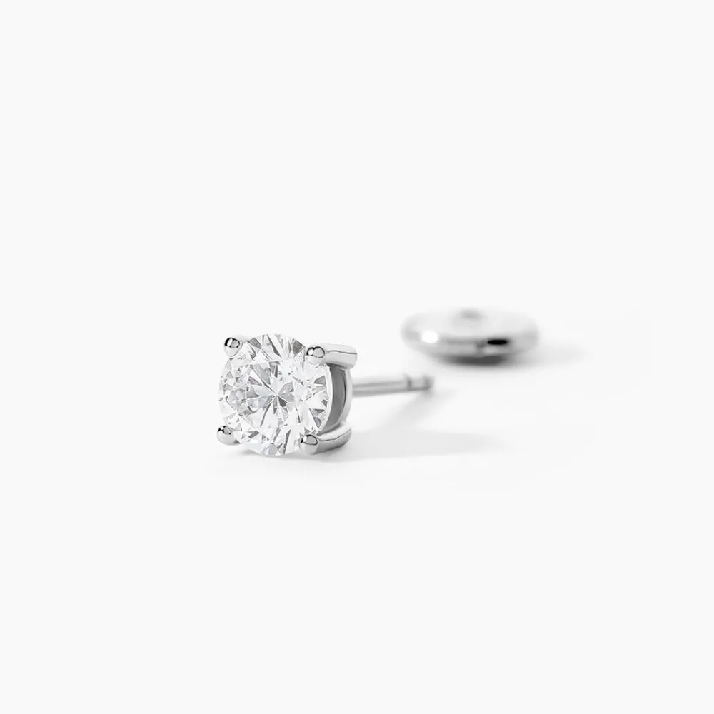 Boucles D'oreilles Puces 4 Griffes Or Blanc Diamant Synthetique|Marc Orian Sale