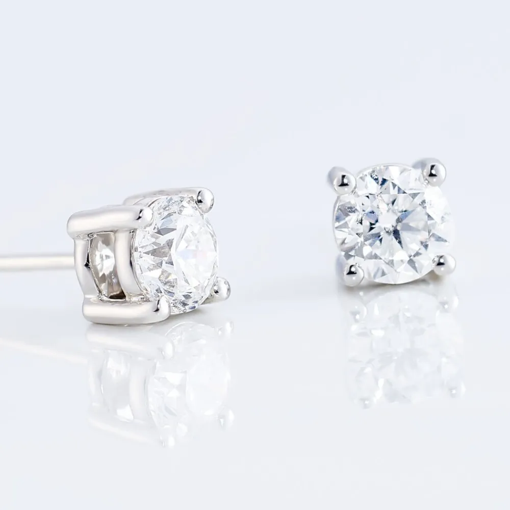 Boucles D'oreilles Puces 4 Griffes Or Blanc Diamant Synthetique|Marc Orian Sale