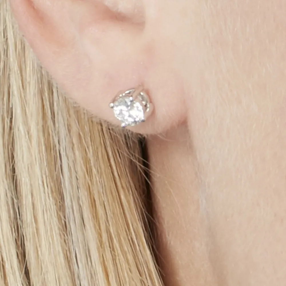 Boucles D'oreilles Puces 4 Griffes Or Blanc Diamant Synthetique|Marc Orian Sale