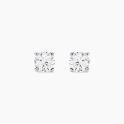 Boucles D'oreilles Puces 4 Griffes Or Blanc Diamant Synthetique|Marc Orian Sale