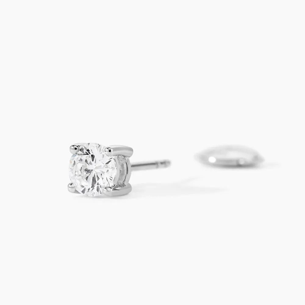 Boucles D'oreilles Puces 4 Griffes Or Blanc Diamant Synthetique|Marc Orian Sale