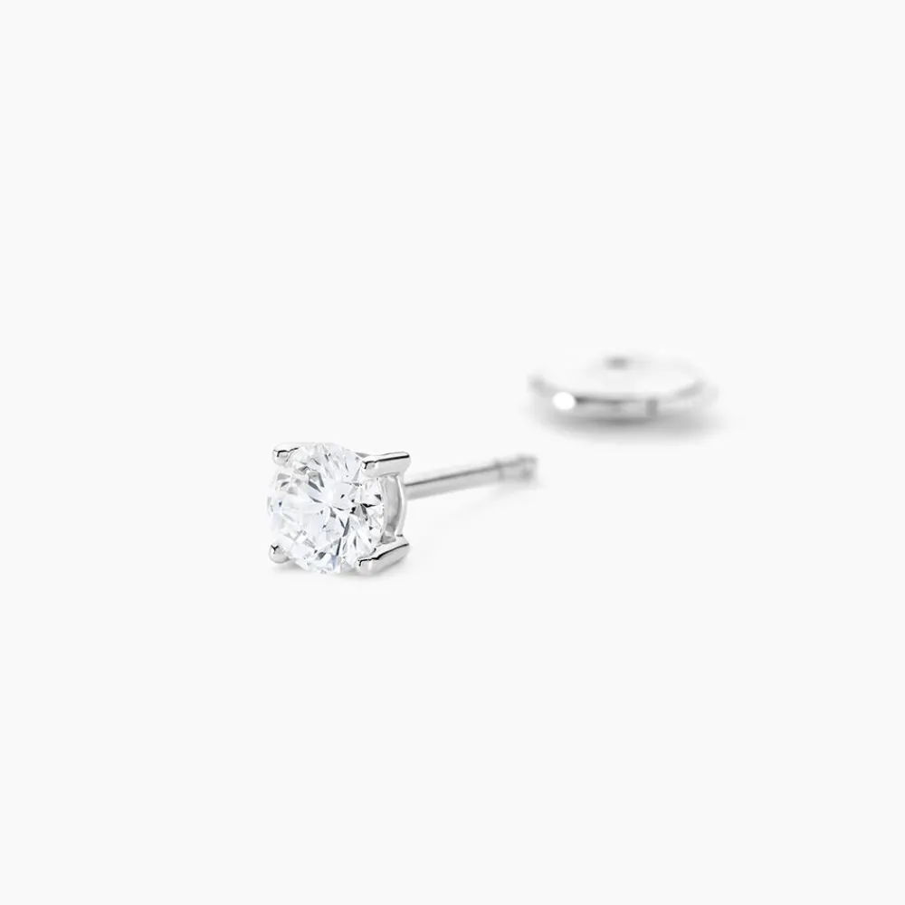 Boucles D'oreilles Puces 4 Griffes Or Blanc Diamant Synthetique|Marc Orian Sale