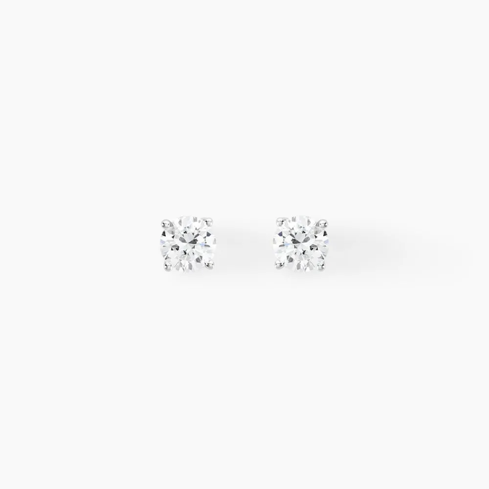 Boucles D'oreilles Puces 4 Griffes Or Blanc Diamant Synthetique|Marc Orian Sale