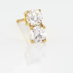 Boucles D'oreilles Puces 4 Griffes Or Jaune Diamant Synthetique|Marc Orian Hot