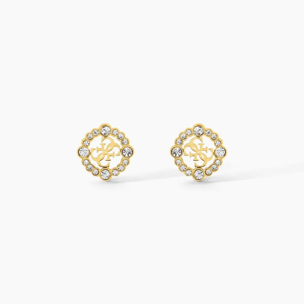 Boucles D'Oreilles Puces Guess Tiny Dancer Acier Jaune Oxyde De Zirconium