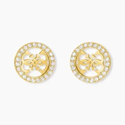 Boucles D'Oreilles Puces Guess Studs Party Acier Jaune Oxyde De Zirconium