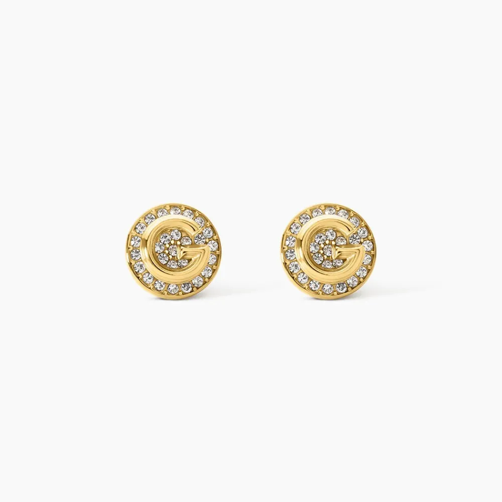 Boucles D'Oreilles Puces Guess G Crystal Acier Jaune Oxyde De Zirconium|GUESS BIJOUX Online