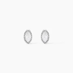 Boucles D'oreilles Puces Hermance Argent Blanc Oxyde De Zirconium