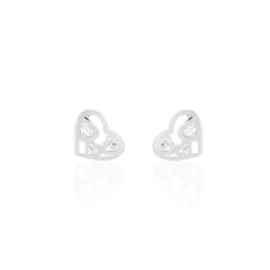 Boucles D'oreilles Puces Huan Cœur De Zirconium|Marc Orian