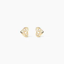 Boucles D'oreilles Puces Huan Cœur De Zirconium|Marc Orian