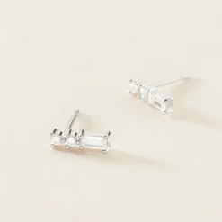 Boucles D'oreilles Puces Iolyn Argent Blanc Oxyde De Zirconium|Marc Orian Best