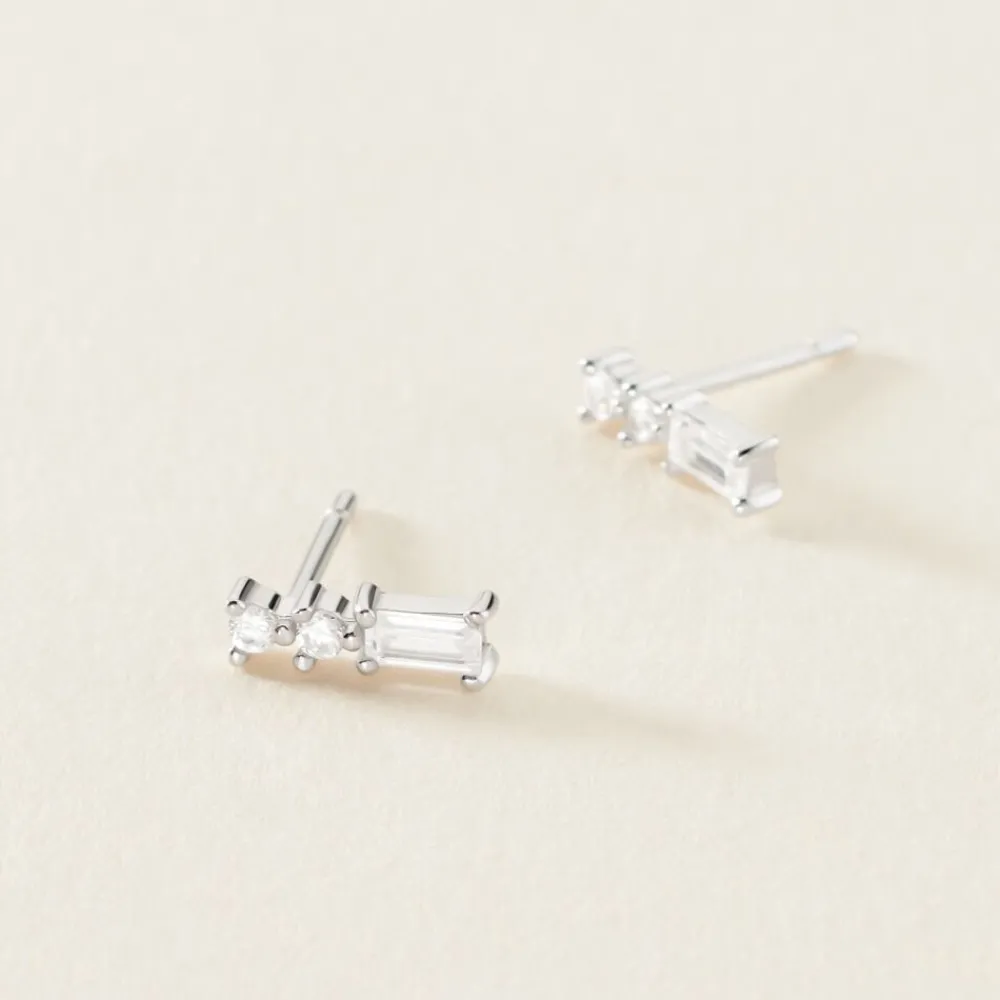 Boucles D'oreilles Puces Iolyn Argent Blanc Oxyde De Zirconium|Marc Orian Best