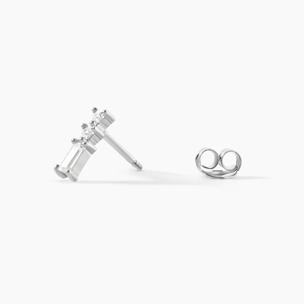 Boucles D'oreilles Puces Iolyn Argent Blanc Oxyde De Zirconium|Marc Orian Best