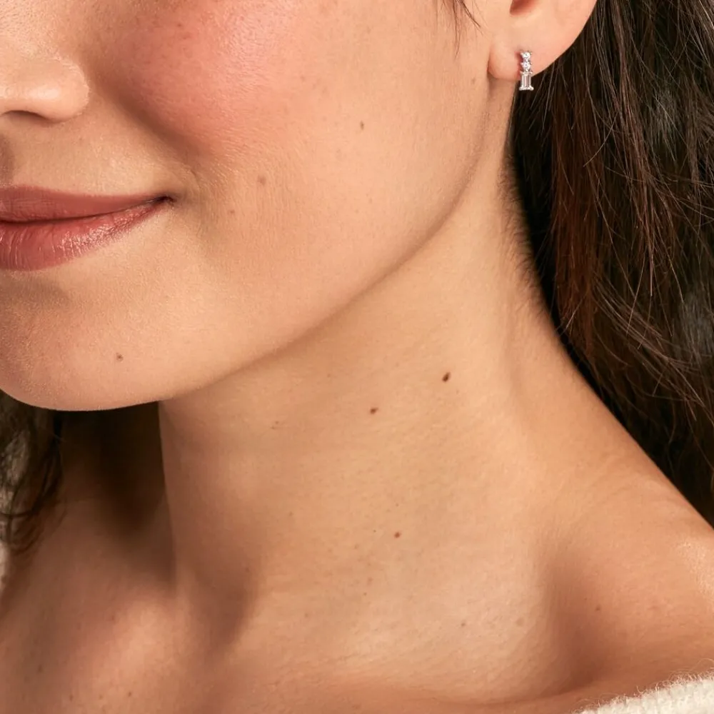 Boucles D'oreilles Puces Iolyn Argent Blanc Oxyde De Zirconium|Marc Orian Best