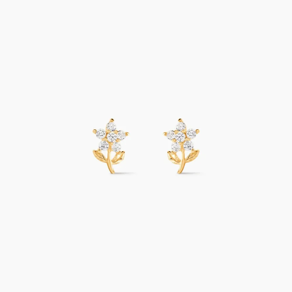Boucles D'oreilles Puces Jabin Fleur Or Jaune Oxyde De Zirconium|Marc Orian Discount