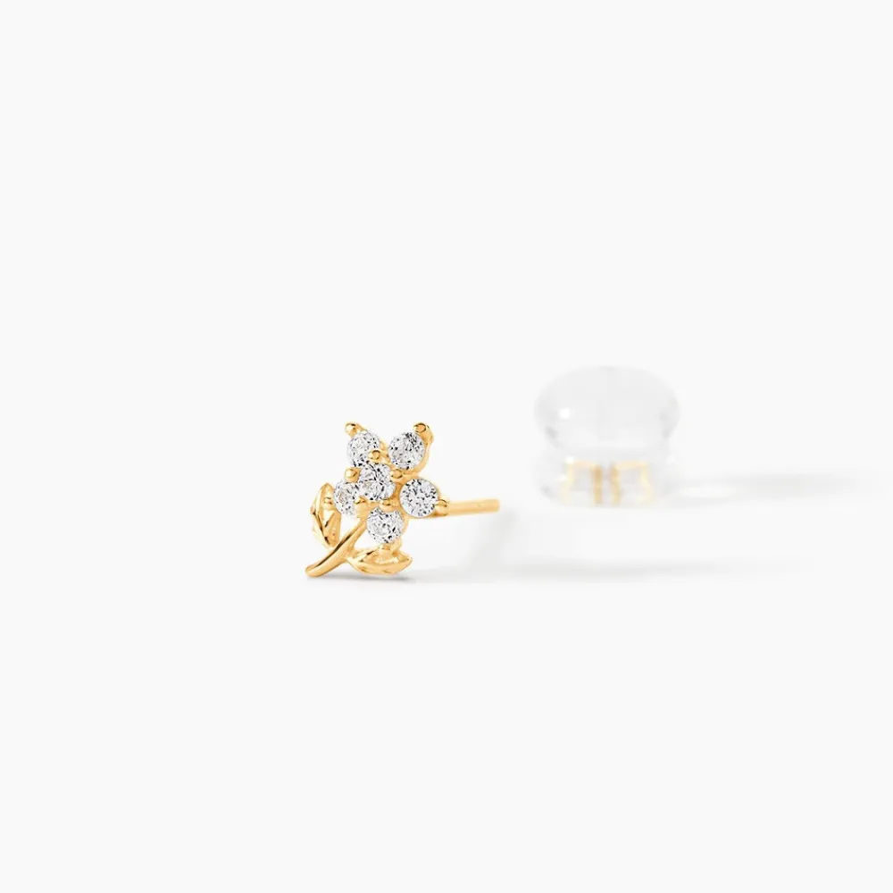 Boucles D'oreilles Puces Jabin Fleur Or Jaune Oxyde De Zirconium|Marc Orian Discount