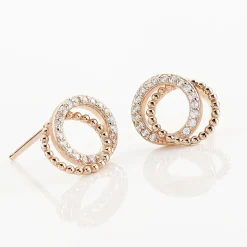 Boucles D'oreilles Puces Janne Argent Rose Oxyde De Zirconium