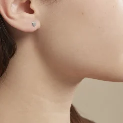 Boucles D'oreilles Puces Jeanne-françoise Argent Blanc|Marc Orian Online