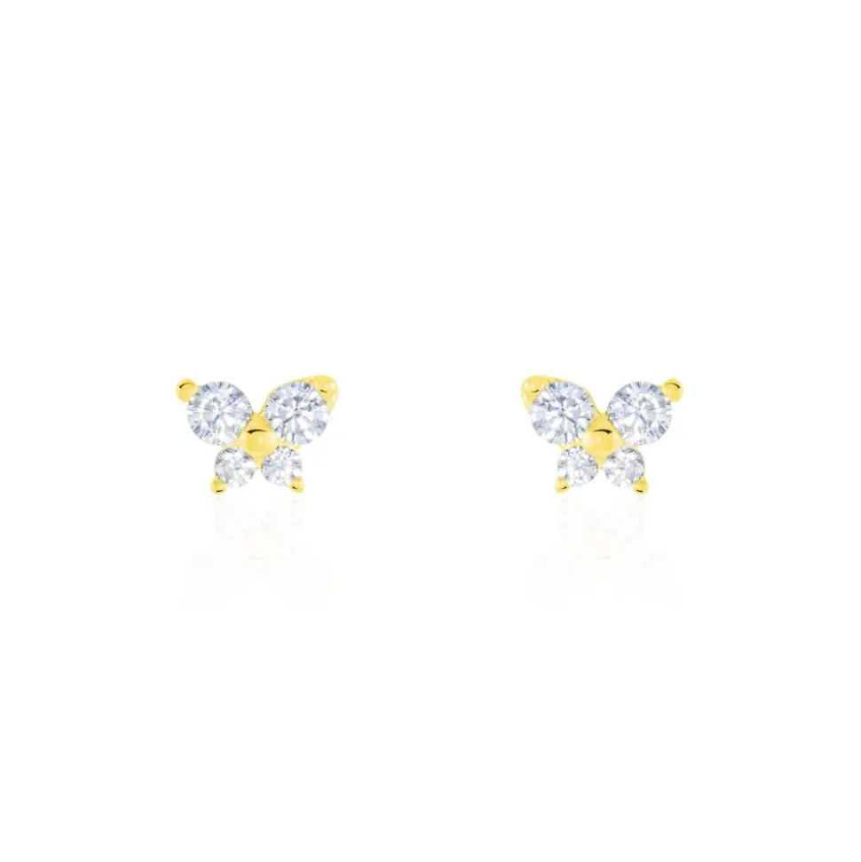Boucles D'oreilles Puces Jemila Or Jaune Oxyde De Zirconium