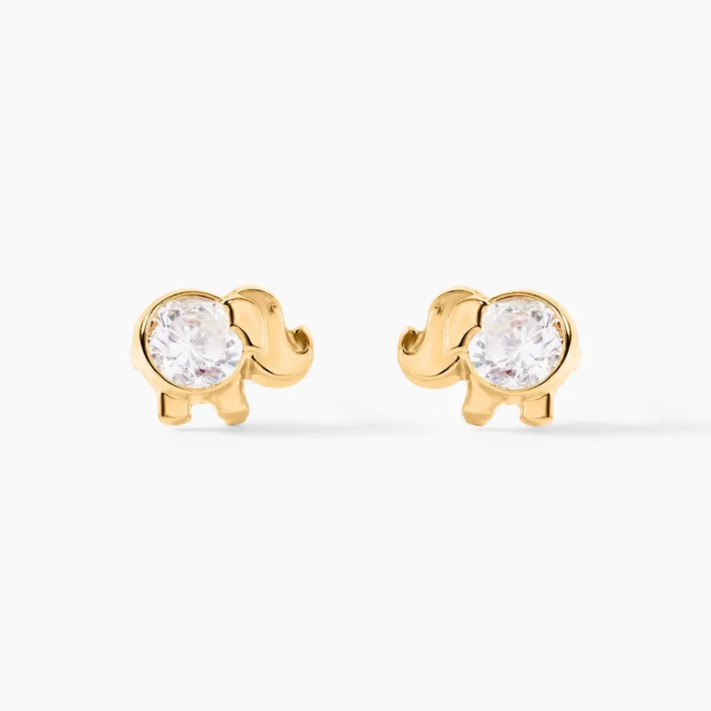 Boucles D'oreilles Puces Jumboo Or Jaune Oxyde De Zirconium|Marc Orian Clearance