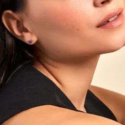 Boucles D'oreilles Puces Kelvyn Argent Blanc Oxyde De Zirconium|Marc Orian Sale