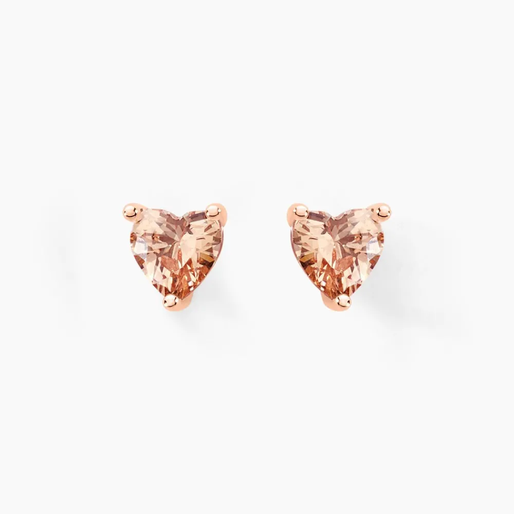 Boucles D'oreilles Puces Kelvyn Argent Rose Oxyde De Zirconium|Marc Orian Online