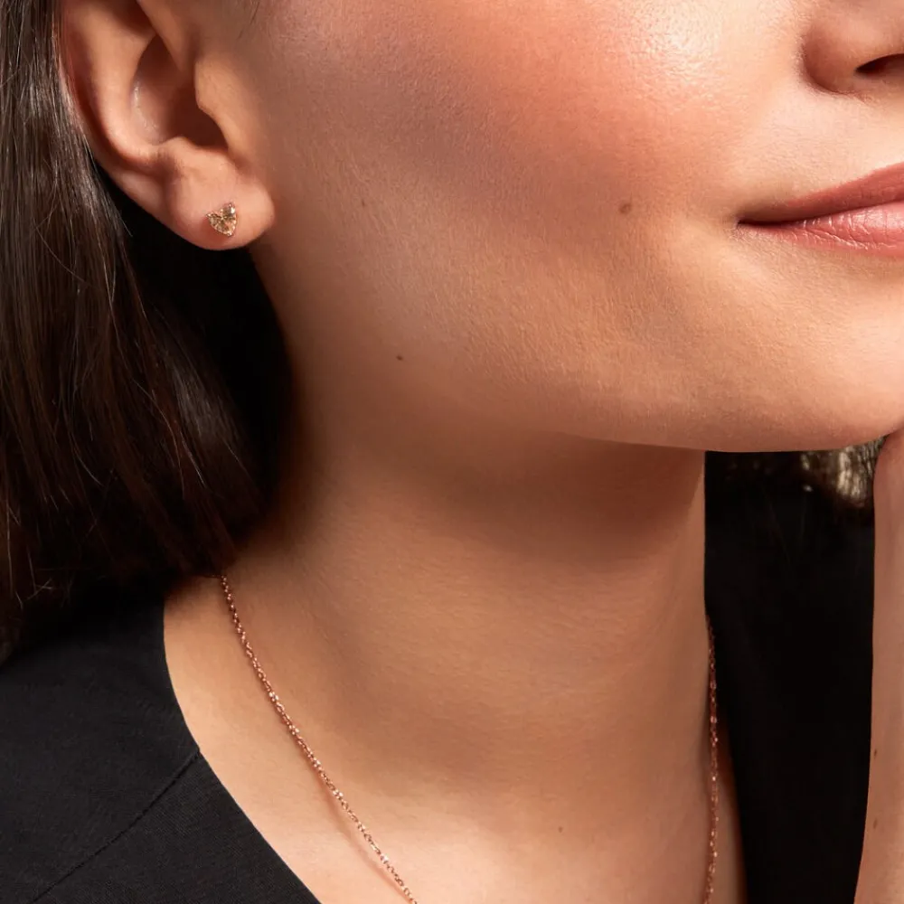 Boucles D'oreilles Puces Kelvyn Argent Rose Oxyde De Zirconium|Marc Orian Online